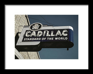 Photo Of An Old, Vintage Cadillac Sign - Framed Print