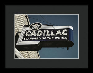 Photo Of An Old, Vintage Cadillac Sign - Framed Print