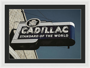 Photo Of An Old, Vintage Cadillac Sign - Framed Print