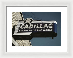 Photo Of An Old, Vintage Cadillac Sign - Framed Print