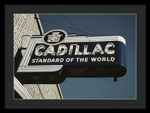 Photo Of An Old, Vintage Cadillac Sign - Framed Print