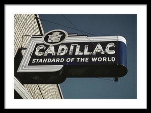 Photo Of An Old, Vintage Cadillac Sign - Framed Print