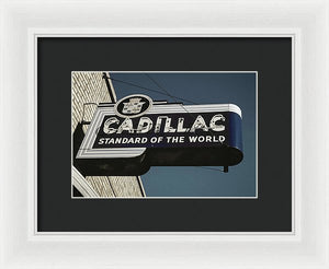 Photo Of An Old, Vintage Cadillac Sign - Framed Print