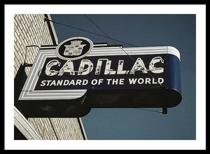 Photo Of An Old, Vintage Cadillac Sign - Framed Print