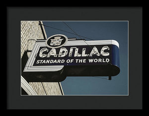 Photo Of An Old, Vintage Cadillac Sign - Framed Print