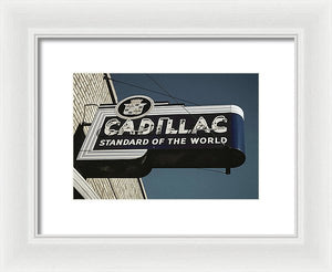 Photo Of An Old, Vintage Cadillac Sign - Framed Print