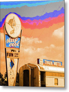 Retro Motel Sign - Train Car - Metal Print