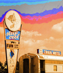 Retro Motel Sign - Train Car - Art Print