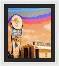 Load image into Gallery viewer, Retro Motel Sign - Train Car - Framed Print