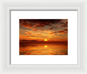 Scenic Golden Sun Over The Water - Framed Print