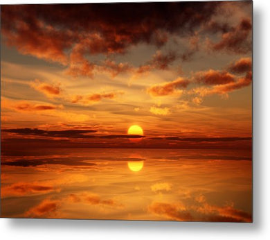 Scenic Golden Sun Over The Water - Metal Print