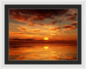 Scenic Golden Sun Over The Water - Framed Print