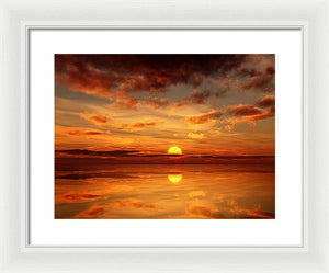 Scenic Golden Sun Over The Water - Framed Print