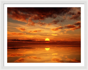 Scenic Golden Sun Over The Water - Framed Print