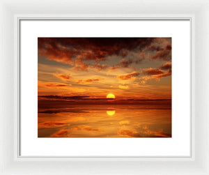 Scenic Golden Sun Over The Water - Framed Print