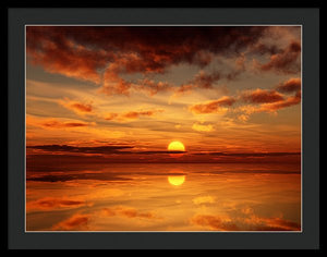 Scenic Golden Sun Over The Water - Framed Print