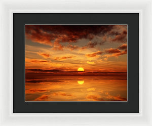 Scenic Golden Sun Over The Water - Framed Print