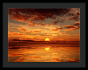 Scenic Golden Sun Over The Water - Framed Print