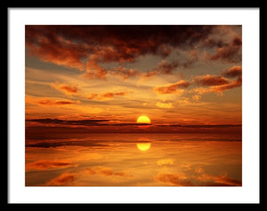 Scenic Golden Sun Over The Water - Framed Print