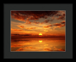 Scenic Golden Sun Over The Water - Framed Print