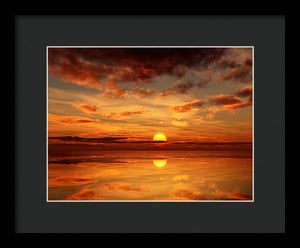 Scenic Golden Sun Over The Water - Framed Print