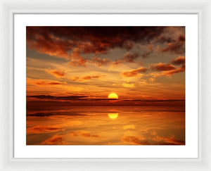 Scenic Golden Sun Over The Water - Framed Print