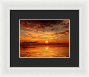 Scenic Golden Sun Over The Water - Framed Print