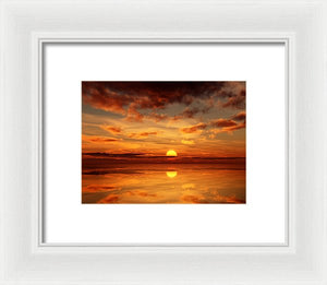 Scenic Golden Sun Over The Water - Framed Print