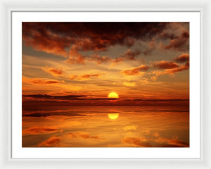 Scenic Golden Sun Over The Water - Framed Print