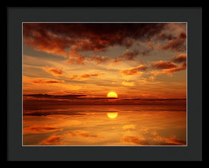 Scenic Golden Sun Over The Water - Framed Print