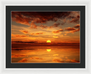 Scenic Golden Sun Over The Water - Framed Print