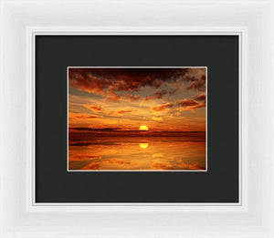 Scenic Golden Sun Over The Water - Framed Print