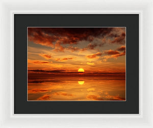 Scenic Golden Sun Over The Water - Framed Print