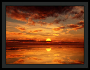 Scenic Golden Sun Over The Water - Framed Print