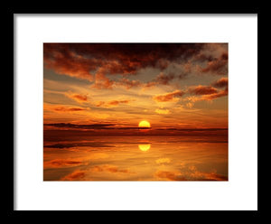 Scenic Golden Sun Over The Water - Framed Print