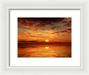 Scenic Golden Sun Over The Water - Framed Print