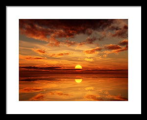 Scenic Golden Sun Over The Water - Framed Print