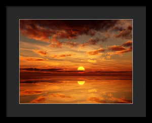 Scenic Golden Sun Over The Water - Framed Print