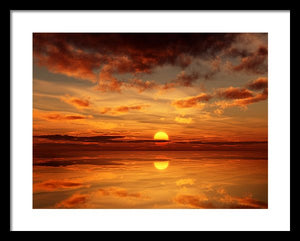 Scenic Golden Sun Over The Water - Framed Print