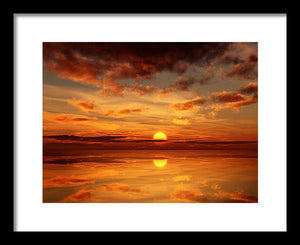 Scenic Golden Sun Over The Water - Framed Print