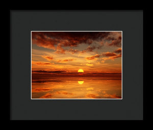 Scenic Golden Sun Over The Water - Framed Print