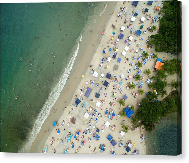 Scenic View Of A Crowded Beach - Canvas Print