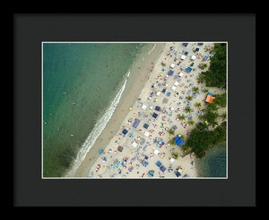 Scenic View Of A Crowded Beach - Framed Print