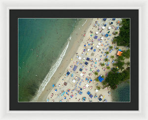 Scenic View Of A Crowded Beach - Framed Print