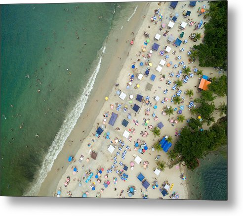 Scenic View Of A Crowded Beach - Metal Print