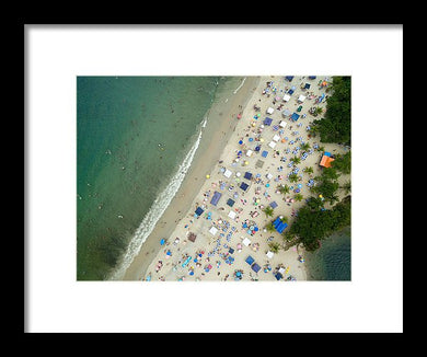 Scenic View Of A Crowded Beach - Framed Print