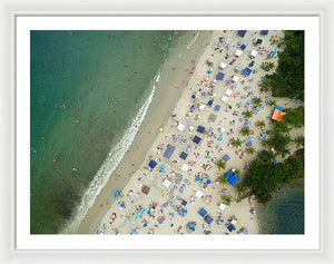 Scenic View Of A Crowded Beach - Framed Print