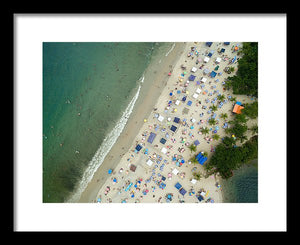 Scenic View Of A Crowded Beach - Framed Print