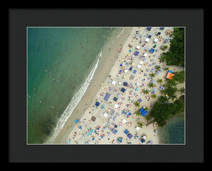 Scenic View Of A Crowded Beach - Framed Print