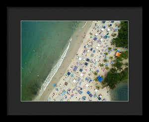 Scenic View Of A Crowded Beach - Framed Print